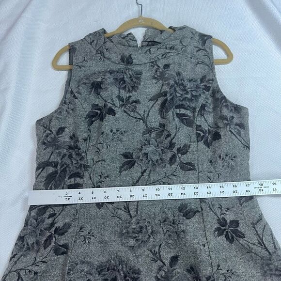 Talbots Gray Tones Rose Floral Wool Blend Sheath Dress Sz 14 Women’s - Picture 5 of 8